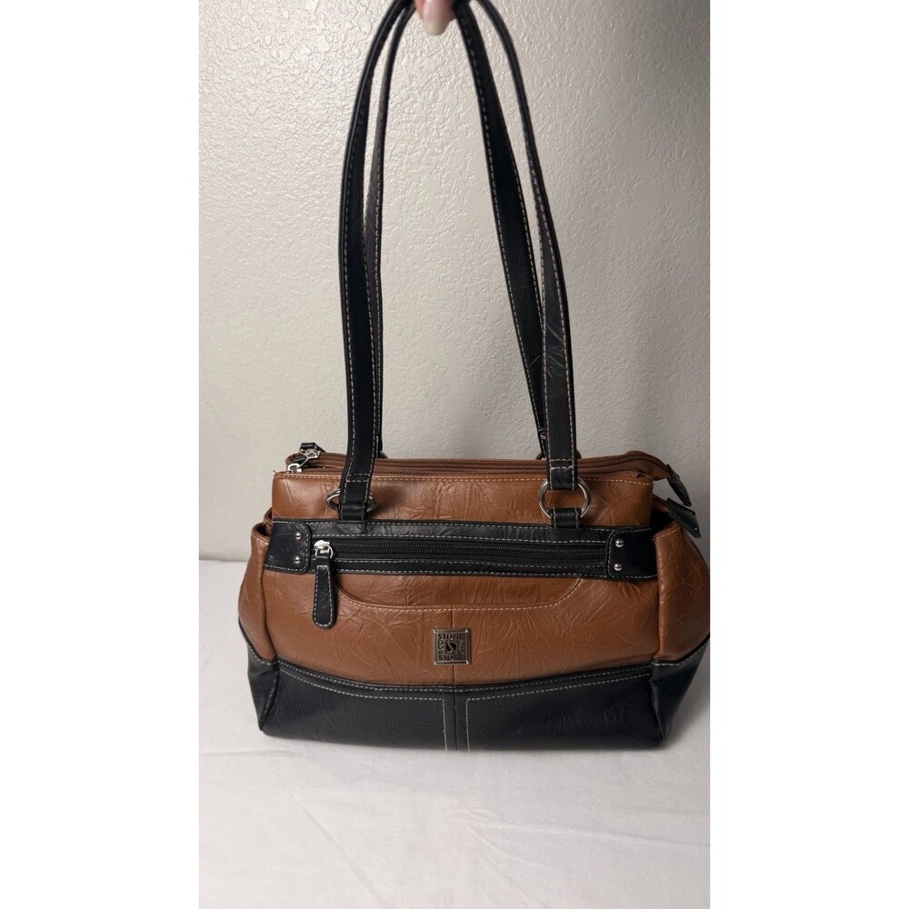 Stone & Co Brown Black Y2K Style Multi Pocket Shoulder Bag Handbag Purse